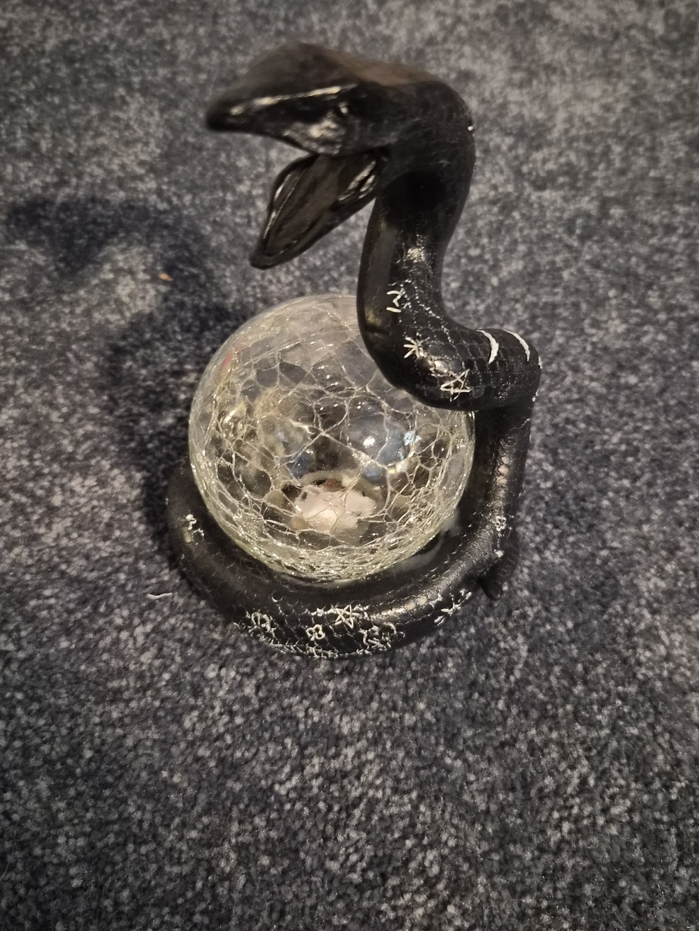 Black Snake Glass Orb Accent Sculpture - Halloween Light Up